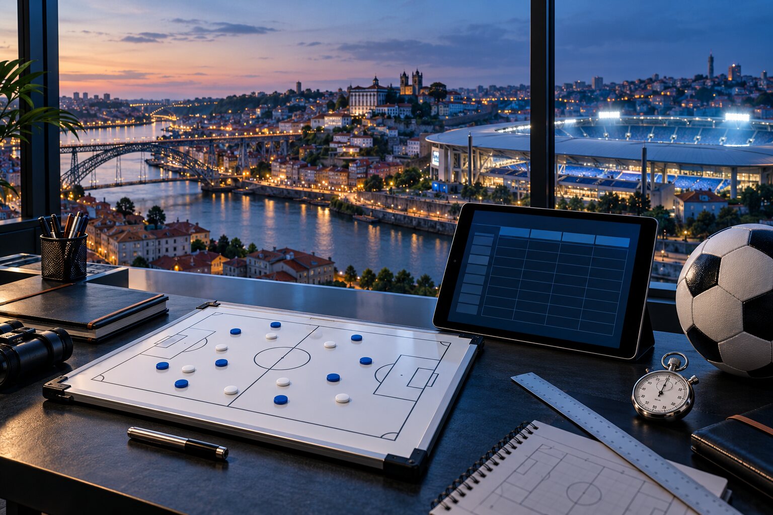 Estúdio de análise de futebol no Porto